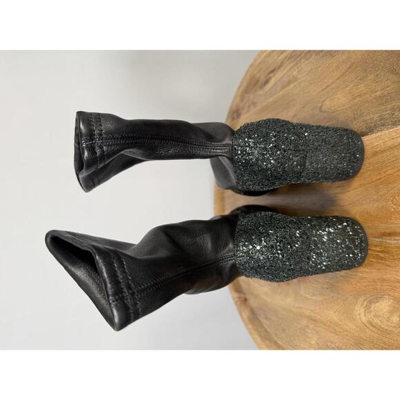 Premiata Sock Ankle Boots EU 35 US 5 Black Crystal Glitter Block Heel Womens NWB - Picture 7 of 11